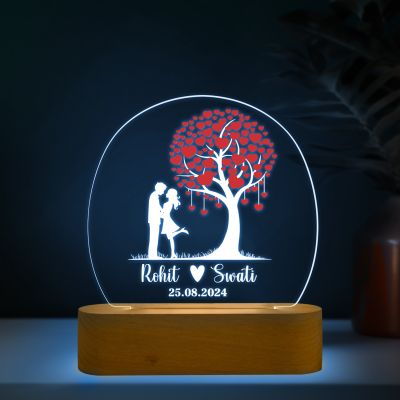 Personalized Couple Name Led Night Lamp with Automatic Color Changing Light Gift for Wife, Girlfriend, Husband, Boyfriend Anniversary Gift Valentine Day Gift Couple Lamp